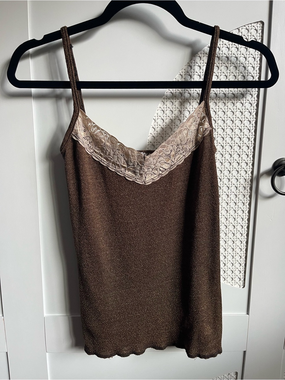 Michael Stars Lace-Trim Brown Shimmer Cami Top OS